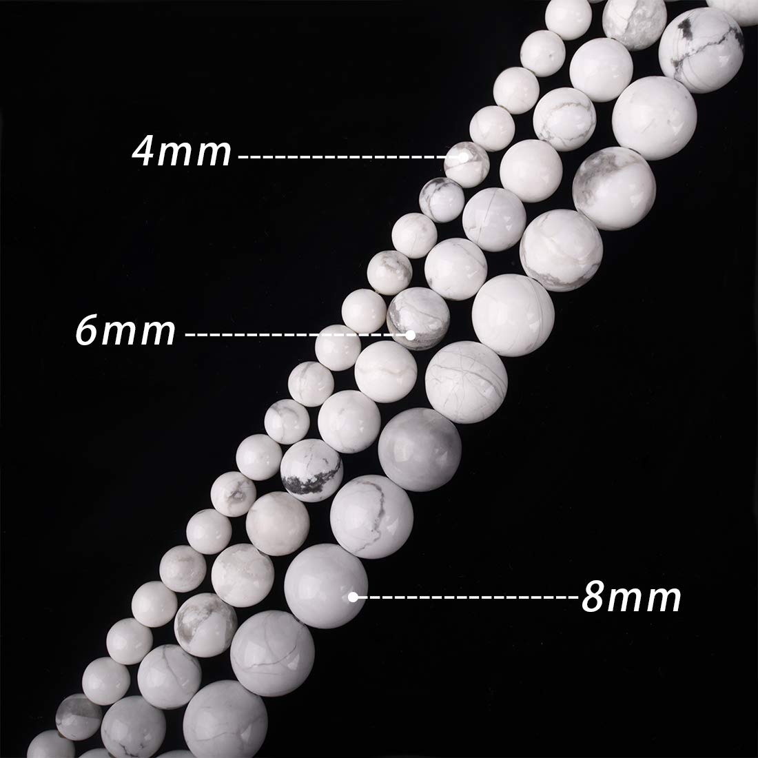 ICAI Beads 10mm Natural White Howlite Gemstone Round Loose Stone Beads for Jewelry Making DIY Crafts Design 1 Strand 15" APPR.34-36pcspcs