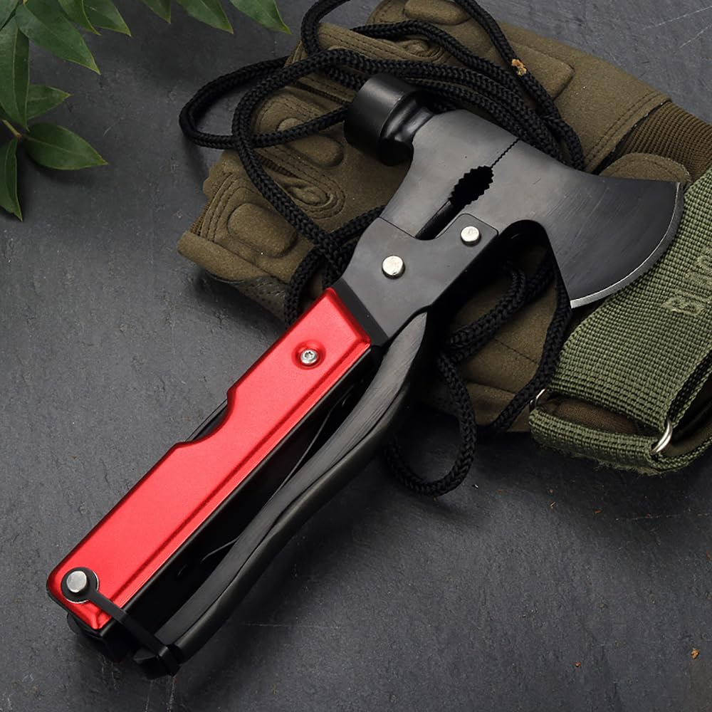 15 in 1Camping Multitool Axe Hatchet,Camping Gear Accessories Multitool,Cool Gadgets Must Haves for Men,Camping Tool with Axe,Hammer,Plier,Knife,Bottle Opener,Valentine's Gifts for Men, Women
