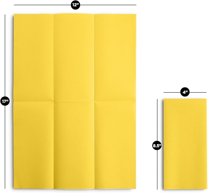 Linen-Feel Ywllow Paper Napkins - Decortive Cloth-Like Disposable Dinner Napkins - Soft And Absorbent Napkins for Thanksgiving, Party, Wedding, Bathroom Or Any Occasion. (Pack of 100)