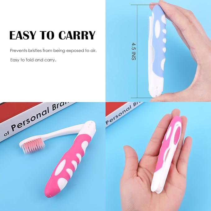 EasyHonor Folding Toothbrush Bulk,Soft Potable Size, Individually Wrapped,for Travel Camping School Home Supplies.(20 Pcs)
