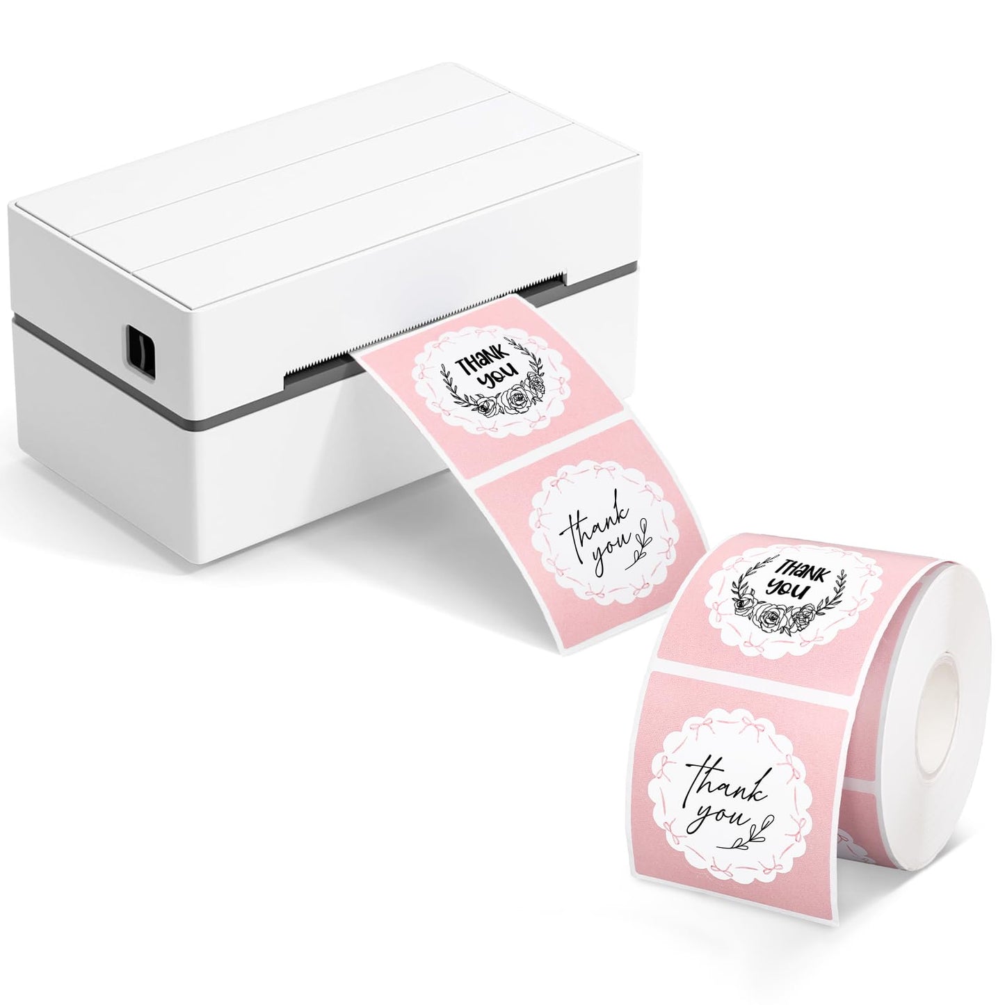 FYSUIMU Pink Bow Direct Thermal Labels Bowknot Coquette Label Stickers Scalloped Self-Adhesive Printer Decals for Mother's Day DIY Name Tag Custom Logo Candle Baking Canning Design, 500 Pcs