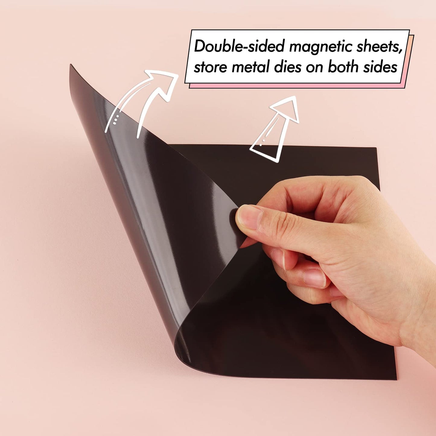 6 PCS 0.8mm Thick Double Sided Strong Magnetic Sheets Flexible Rubber Sheets for Metal Dies Storage and Organize Scrapbooking Tool Craft Supplies Rubber Magnetic Sheets Set