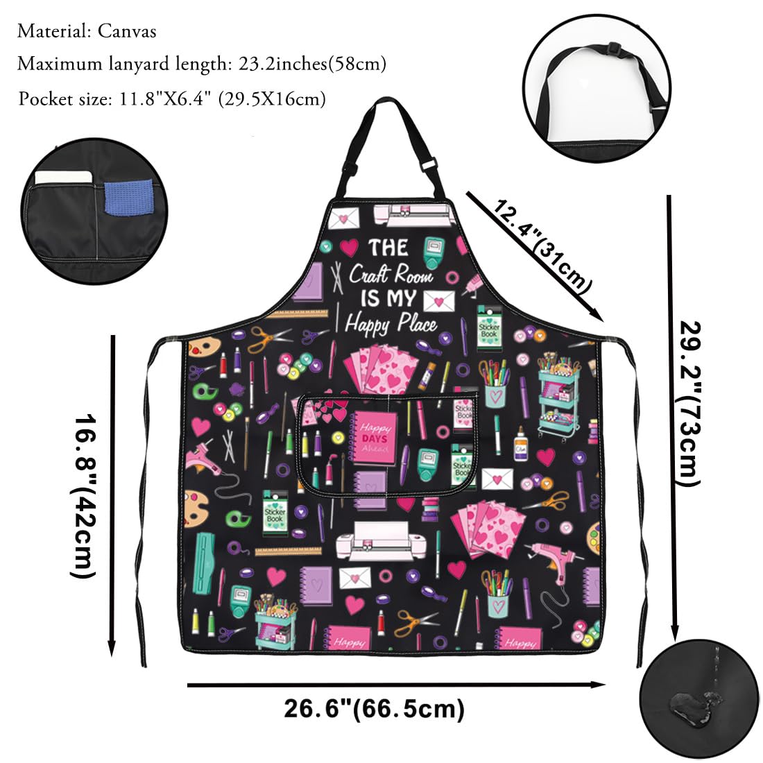 VAMSII Crafter Apron With Pockets Sewing Lover Gift DIY Hobby Gift (Crafting Love A)