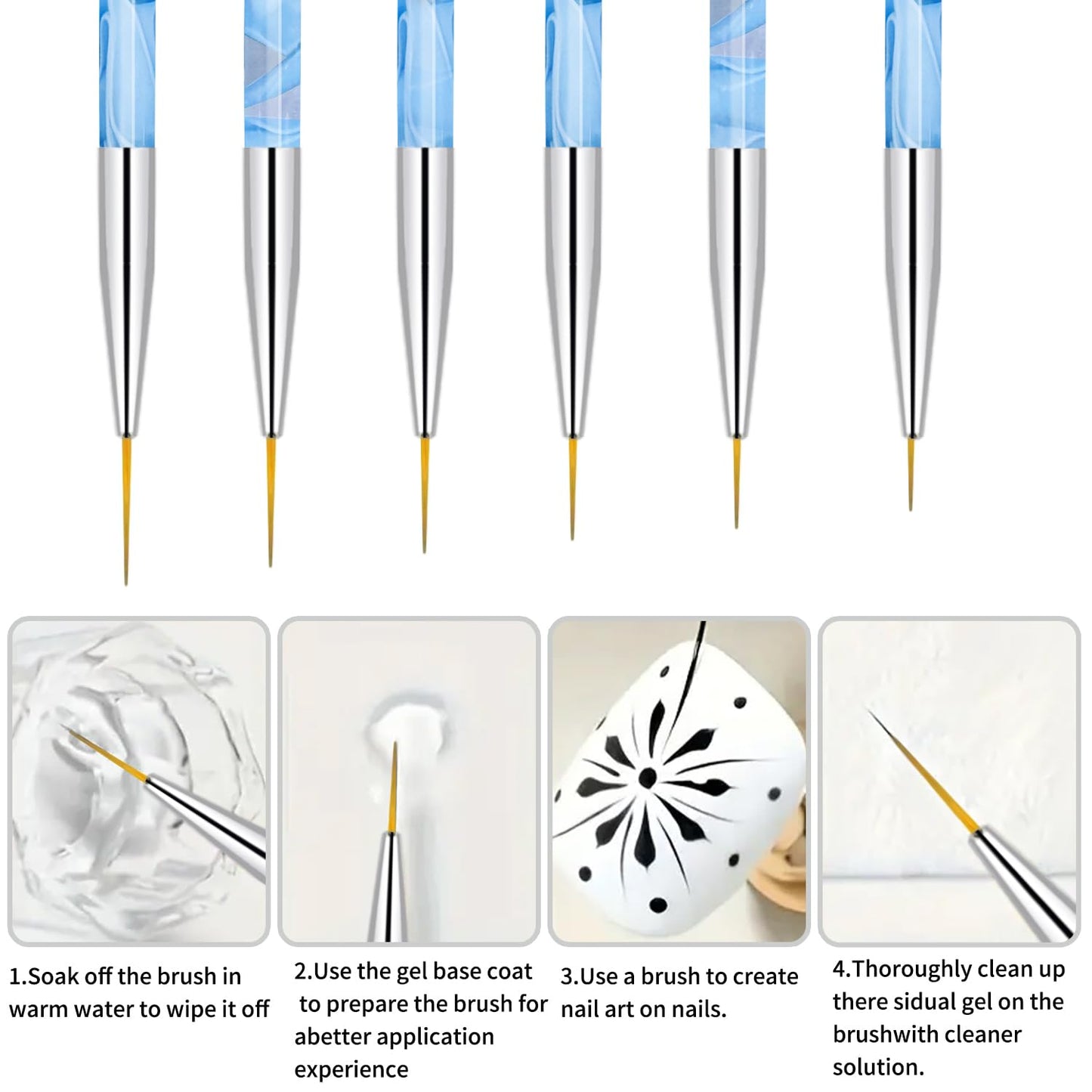 28Pcs Blue Nail Art Brush Set, Professional Acrylic Gel Nail Brushes, Nail Liner Dotting Pen, Nail Dust Cleaning Brush, Manicure Tools Kit for Nail Sculpting, Acrylic Powder Application, Nail Design