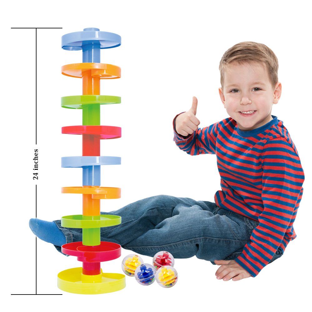 WEofferwhatYOUwant 6 Ball Drop Rattle Balls – Replacement Set for Toddlers | 1.8” Large Clear Plastic Activity Balls | Safe Durable Sensory STEM Toy Add-On Compatible with Ball Drop Tower