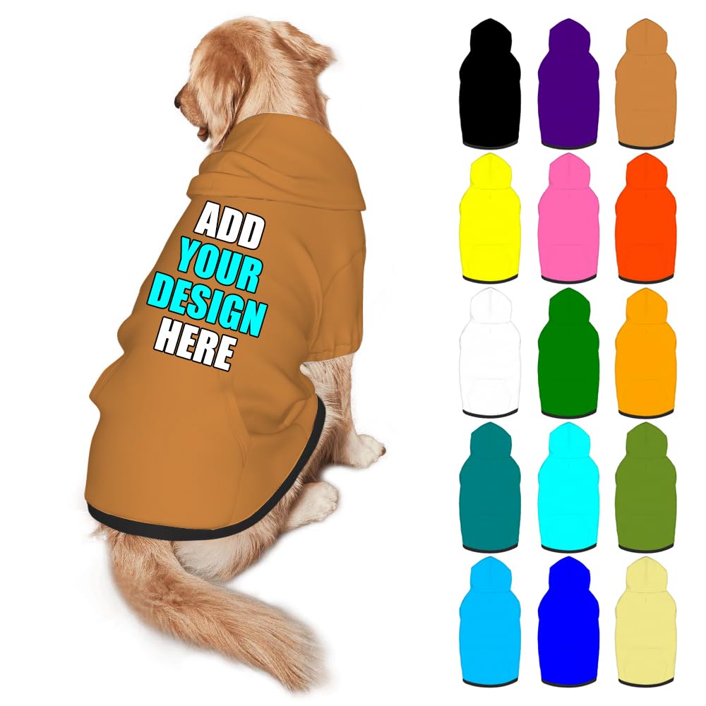 Mynvzrk Custom Dog Clothes with Photo Name Logo Personalized Dog Sweaters for Small Medium Large Dogs Breathable Warm, Gold, L
