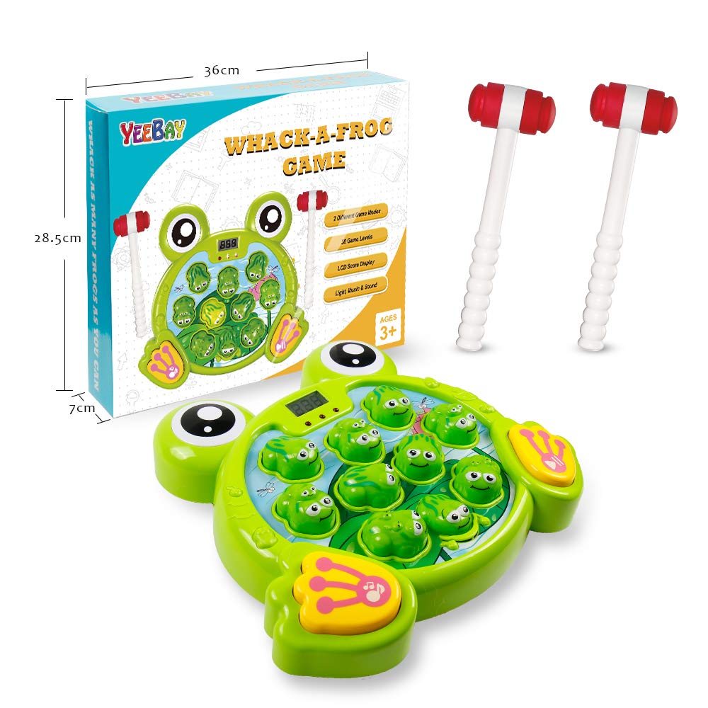 YEEBAY Whack A Frog Game with 2 Hammers, Toddler Early Developmental Learning Toy, Fun Birthday Gift for Kids Age 2+, Toys for 2 3 4 Year Old Boys Grils