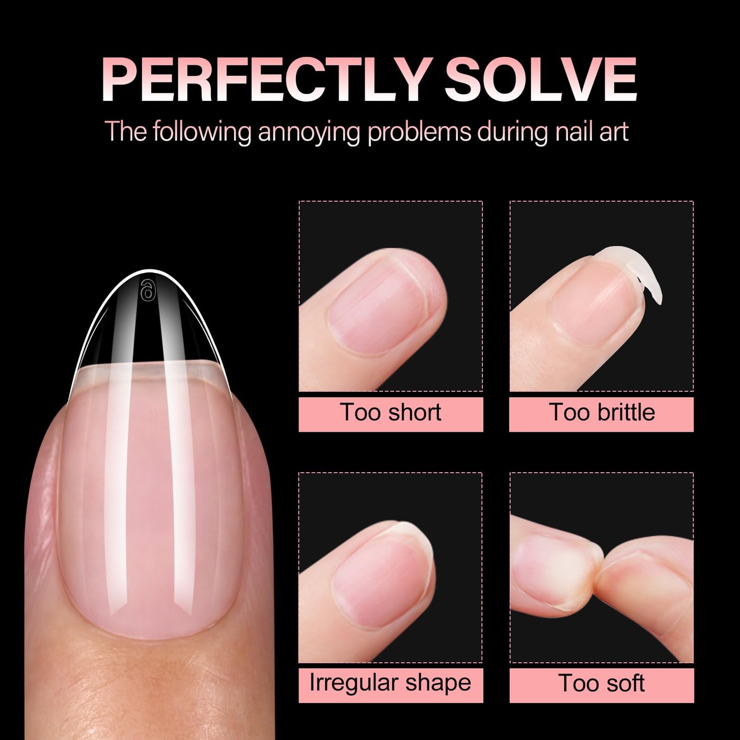 AILLSA Short Almond Nail Tips - 15 Sizes 240pcs Half Matte False Nail Tips Pre-shaped Short Nails Tips, Full Cover Clear Press on Gelly Tips for Home Salon Daily Nail Art with Storage Box