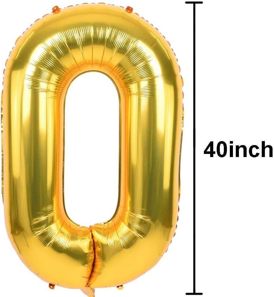TONIFUL 40 Inch Gold Large Numbers Balloons0-9,Number 8 Digital Helium Balloons,Foil Mylar Big Number Balloons for Birthday Party Supplies Decorations