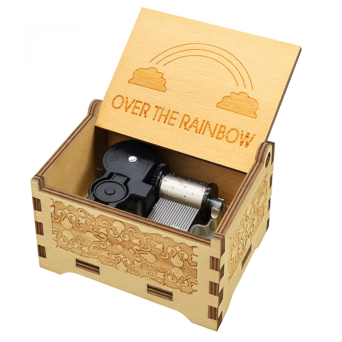 Sooharic Over The Rainbow Music Box, 18 Note Hand Cranked Mechanism, Unique Valentine/Birthday