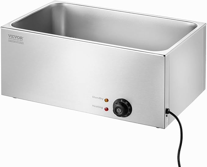 VEVOR Commercial Food Warmer 24QT Bain Marie 1200W Electric Buffet Warmer Steam Table Food Warmer Countertop Stainless Steel Food Warmer Wet or Dry Use for Parties, Catering and Restaurant