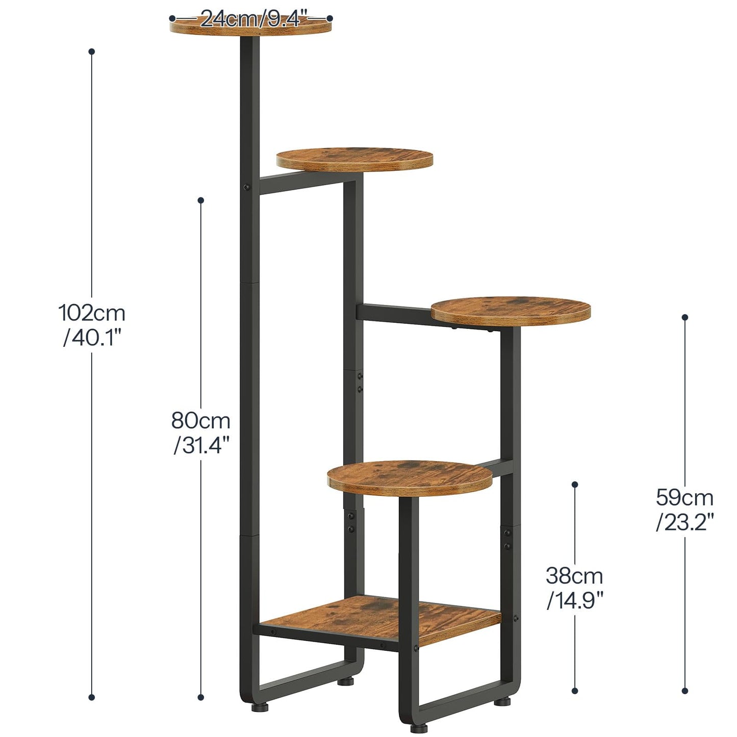 HOOBRO Round Side Table and Plant Stand Bundle, Drink Table with Pedestal Accent for Small Spaces, 5 Tiered Plant Shelf Flower Stand for Multiple Indoor Plants, BF168BZ01-BF07HJ01
