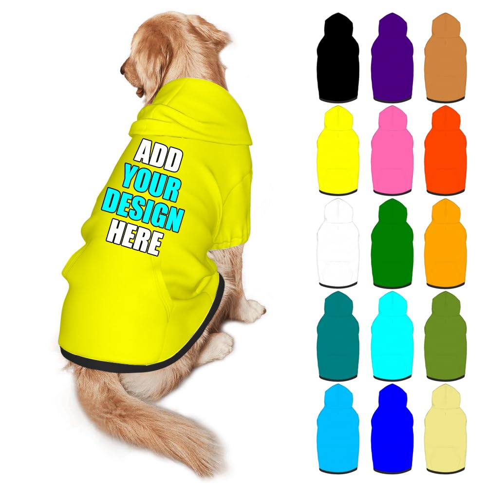 Mynvzrk Personalized Dog Hoodie Customized with Name Photo Pet Warm Sweater Hoodie for Medium Large Dogs & Cat Puppy, Indigo, XXL