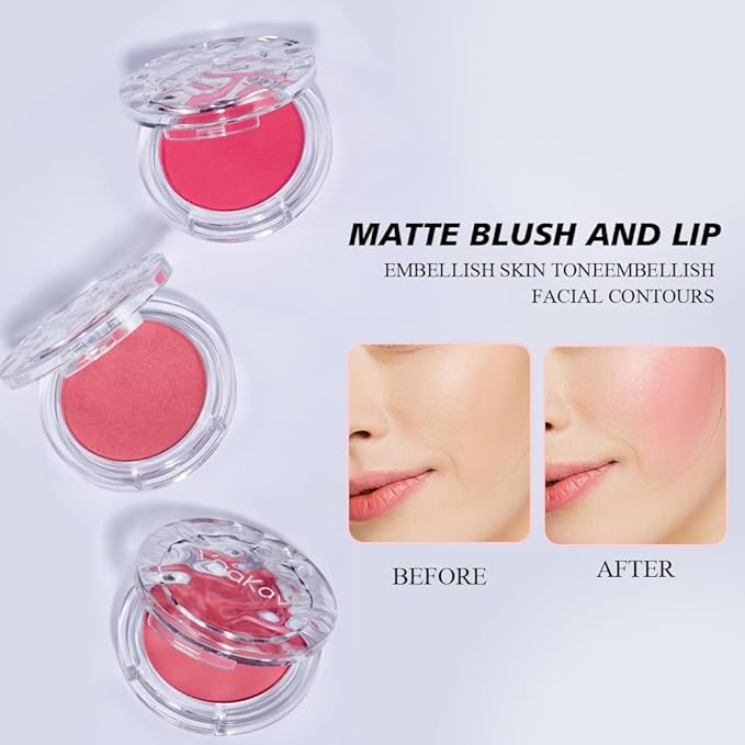 Blush Palette – Long-Lasting Waterproof Powder Blush, Natural Matte & Buildable Color, Smooth Blendable Finish for All Skin Tones, Ideal for Daily Makeup(02 ORANGE LIGHT)