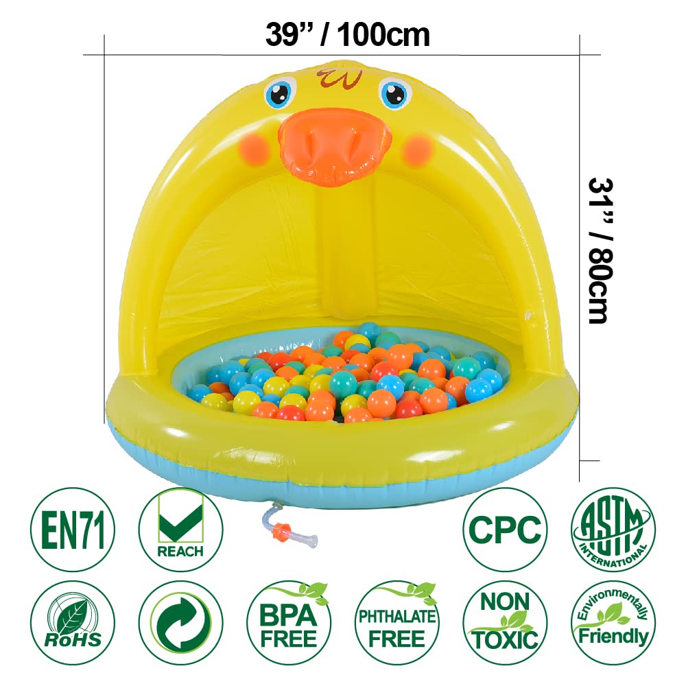 Shade Baby Pool, Sprinkle and Splash Play Pool, Outdoor Duck Bathtub of 39 Inches