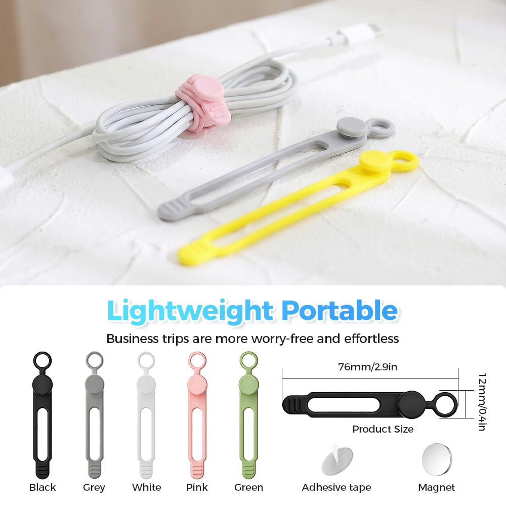 Data Cable Organizer Ties, Silicone Cable Straps Cord Organizer For Bundling Earphone, Charger Wire, Computer Cords, Reusable Cable Ties Wire Organizer In Home,Kitchen (30PCS-B)