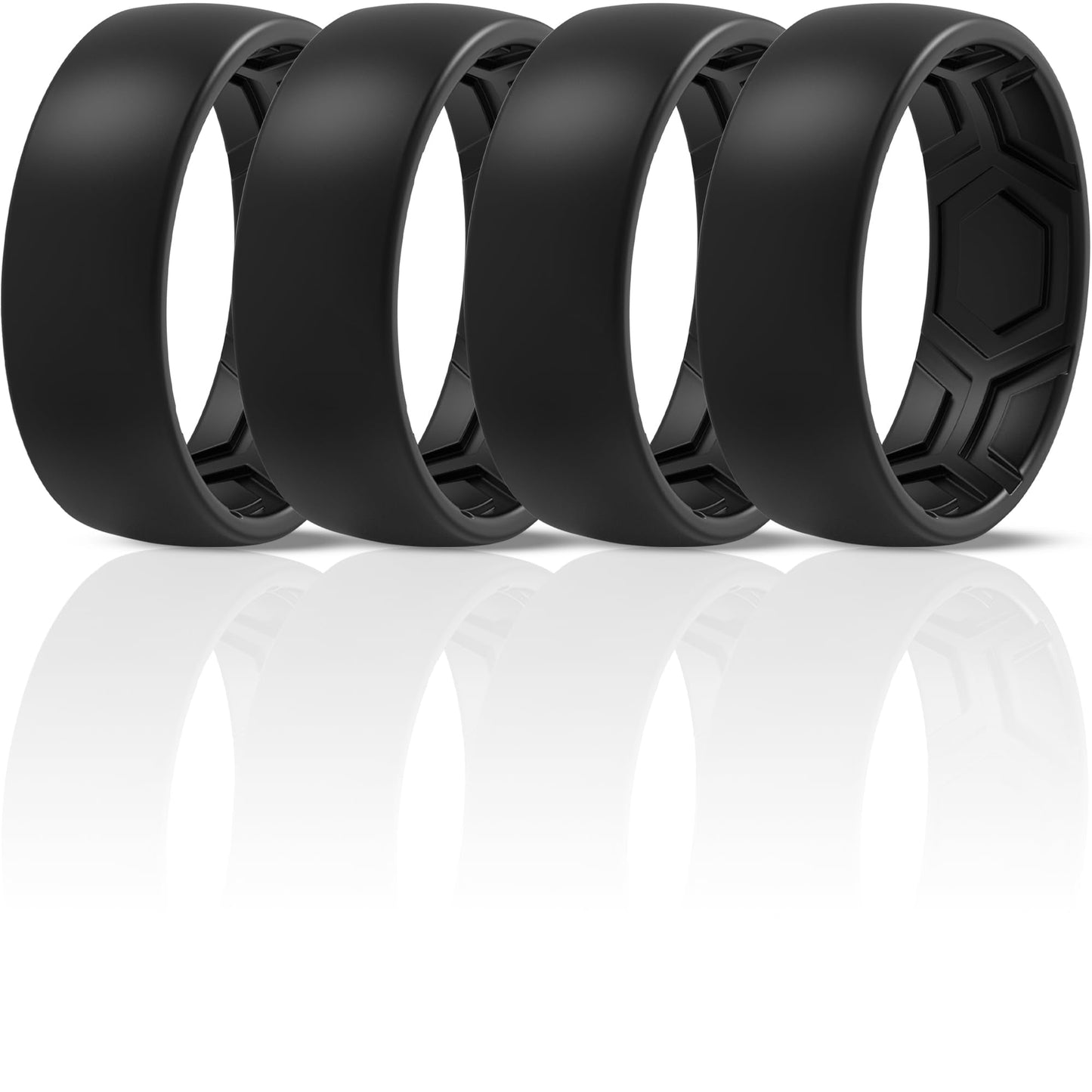 ThunderFit Men's Patterned Silicone Rings, 8mm Wide 2.2mm Thick Rubber Bands,Variety Multipack 1,4,7