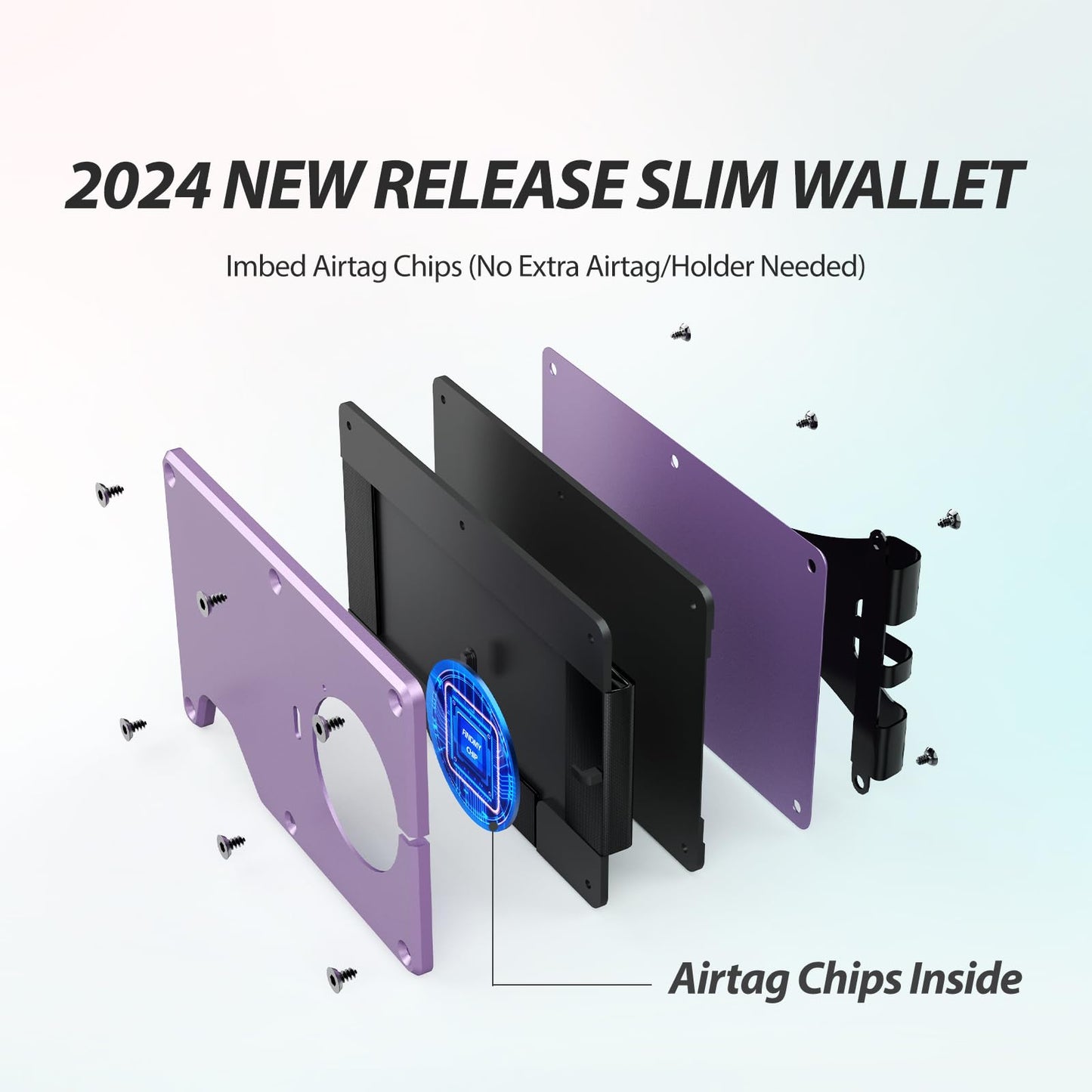 Air Wallet for women, Built-in Tracker Slim Wallet, Smart Wallet with Money Clip, Compatible with FindMy Network(iOS Only), Anti-Theft Card Holder, *Gift for Women (Tracker Wallet, Macaron purple)