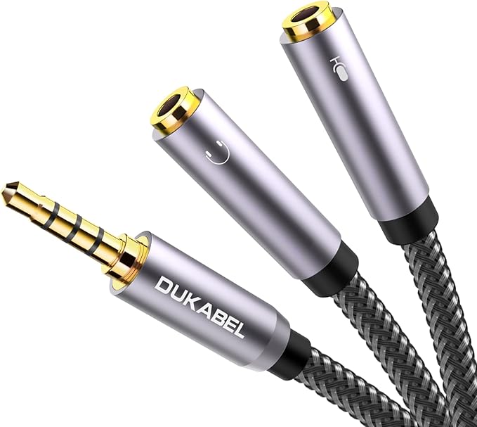 DUKABEL Headsets Splitter Adapter, 3.5mm Jack Separate Headphone & Mic Plug Adapter 3.5mm Combo Audio Adapter Cable for PS4 Gaming Headset PC Xbox One Laptop -<11inch/30CM>