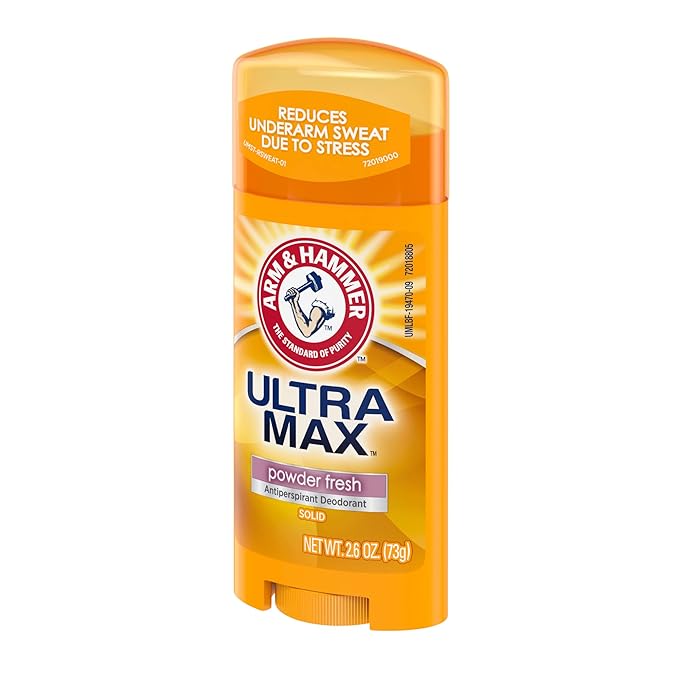 Arm & Hammer Ultra Max Antiperspirant Deodorant, Powder Fresh, Solid, 2.6 Ounce (Pack of 6)