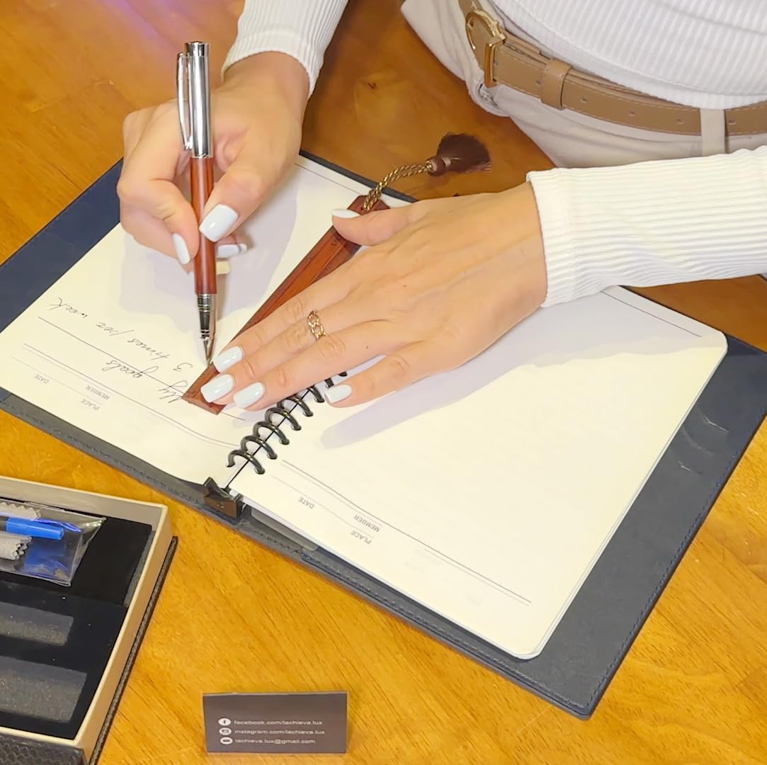 LACHIEVA LUX Nice Elegant Rosewood Rollerball Pen with Ruler/Book mark Set, Luxury Roller Ball Pen Gift for Woman, Man