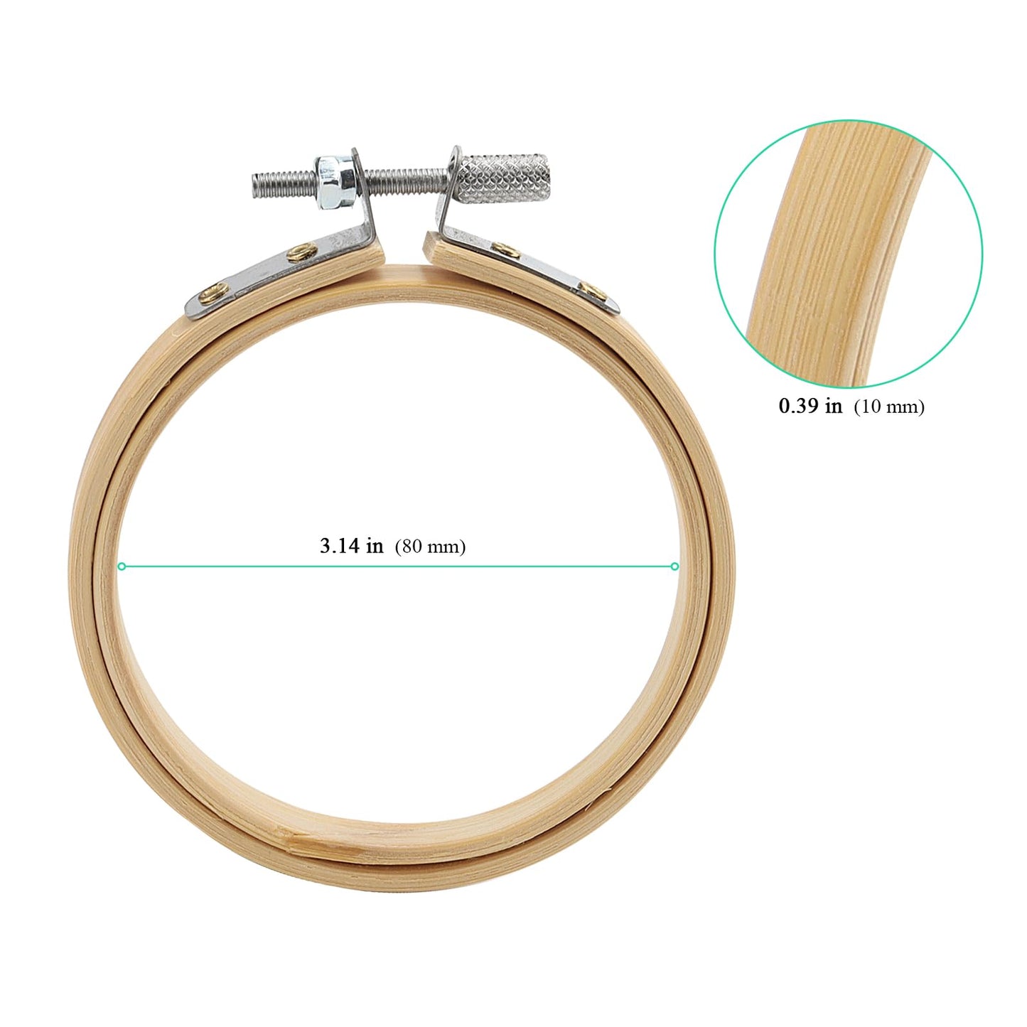 SENJEOK 20Pcs 3 Inch Bamboo Embroidery Hoop, Bamboo Circle Cross Stitch Hoop Ring for Craft Sewing, DIY Project, Decoration