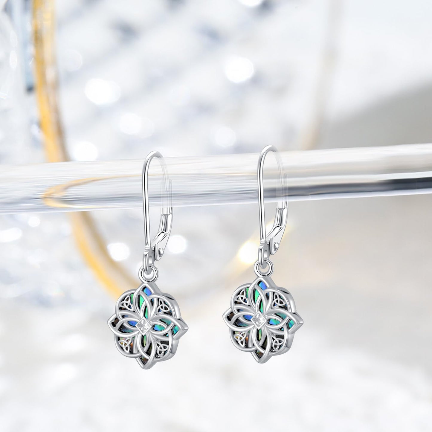 PARYFO Celtic Knot for Women Witches Knot Dangle Earrings with Abalone Good Luck Irish Celtic Knot Vintage Dangles for Women