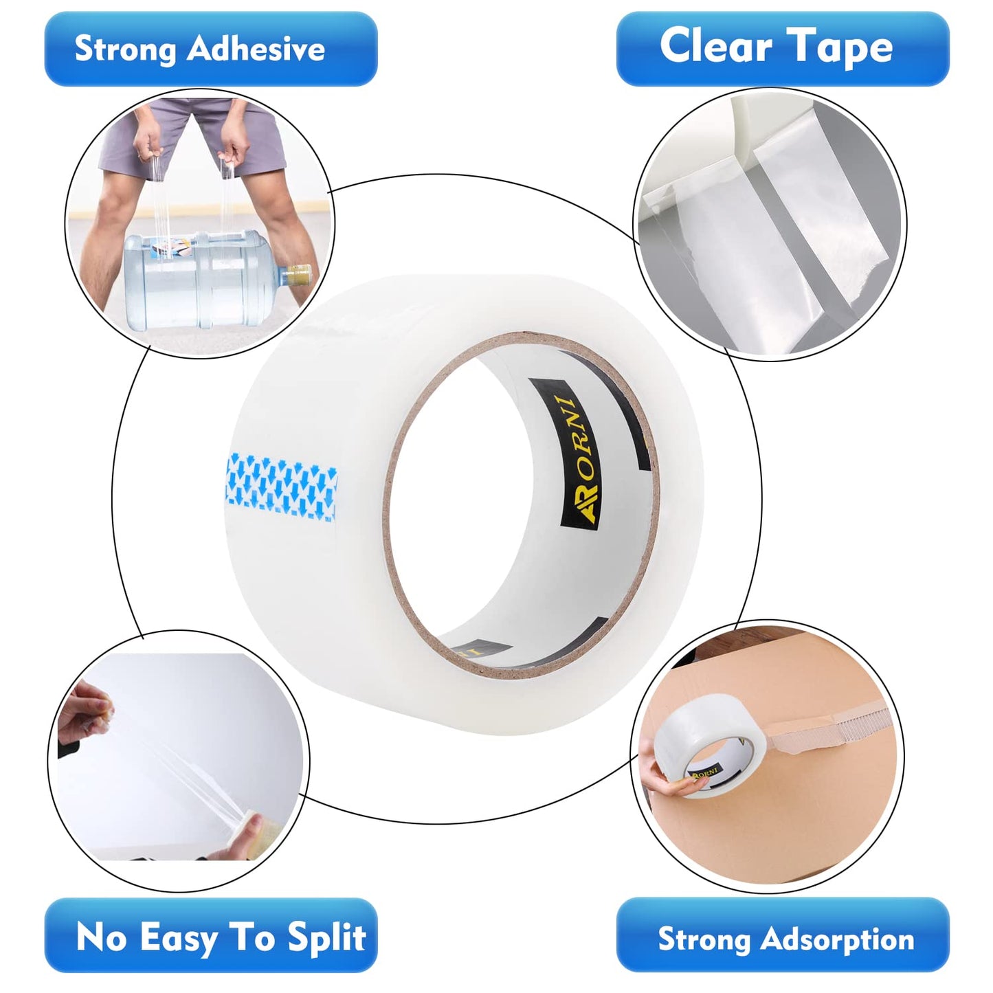 APORNI Clear Packing Tape Heavy Duty Refill Rolls Sealing Great for Packing Box Shipping and Moving Supplies Packaging 12 Rolls 1.88" x 65 Yards 3" Core 2.7 Mil Thick Adhesive