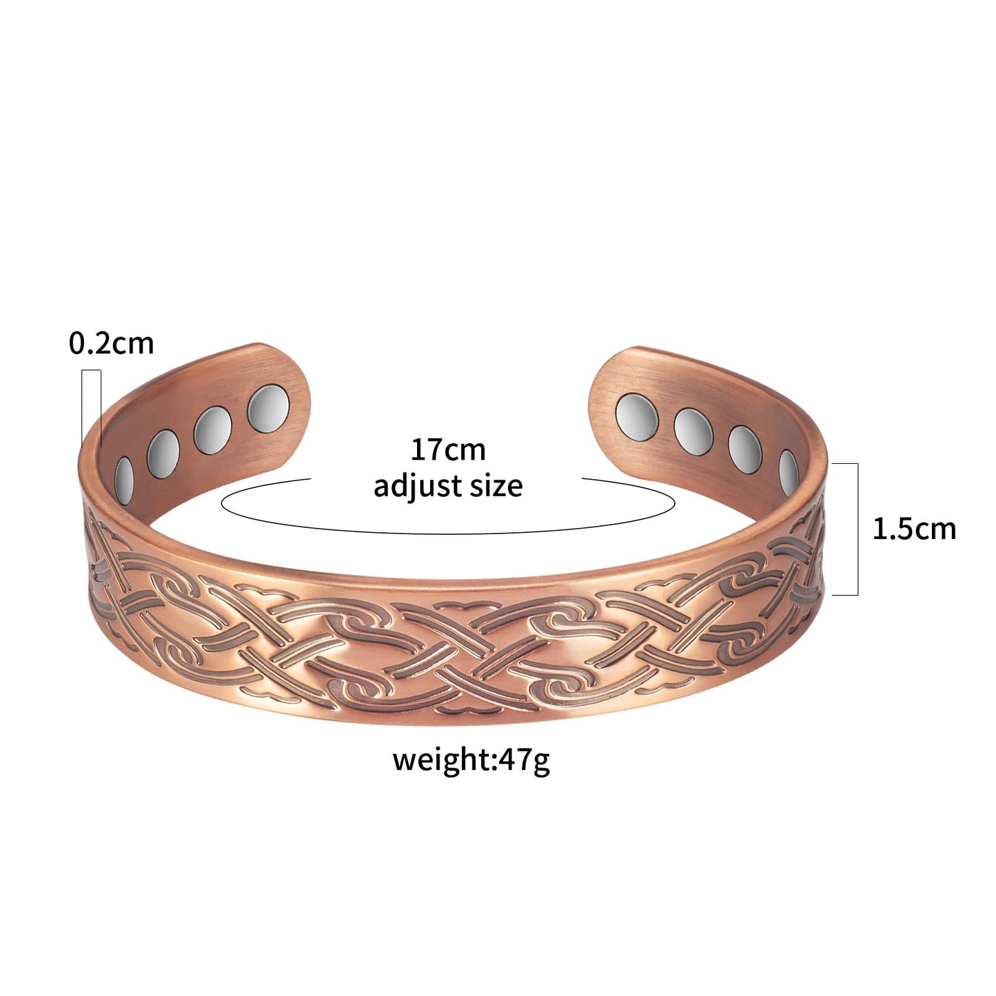 EnerCoppeX Copper Magnetic Bracelet for Women - Detox Jewelry with 3500 Gauss Magnet, Adjustable Cuff Bangle (Type-E)