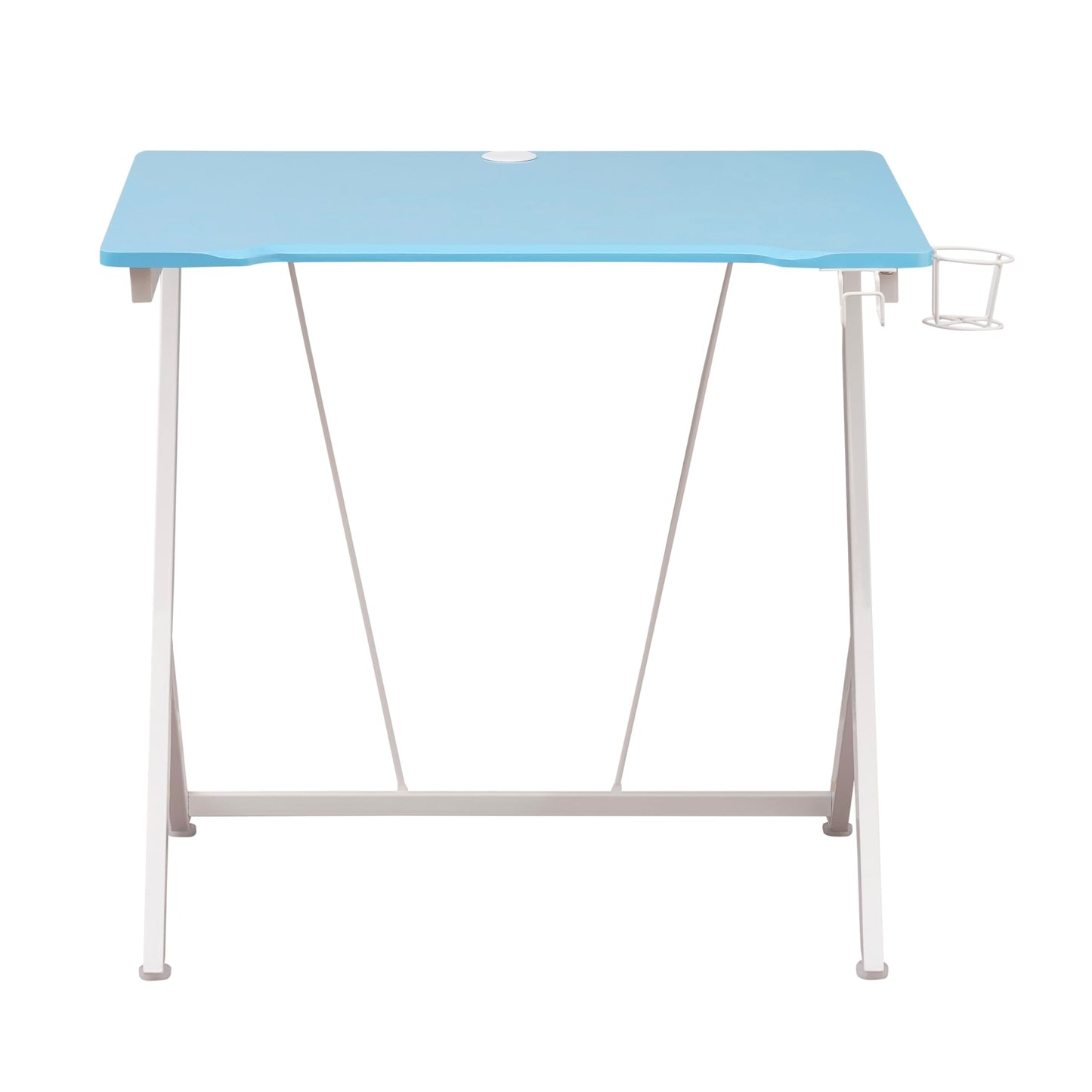 Techni Mobili Blue Gaming Desk - Small Gaming Desk with Cup & Headphone Holder - 31.5" Wide Blue Laminated Desktop Surface with Back Cable Management Opening - Student Desk for Bedroom