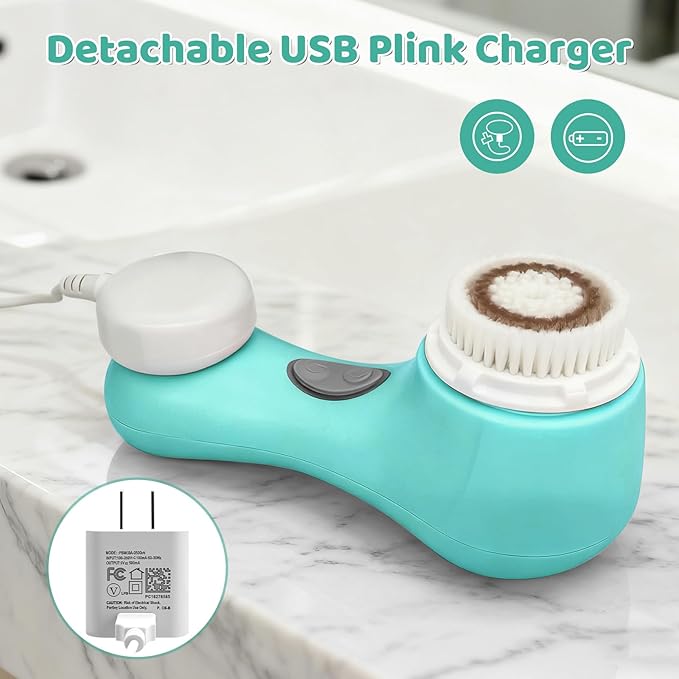 Clarisonic Mia 2 Electric Face Cleansing Brush with 2 Brush Heads, Sonic Facial Brush for Deep Cleaning & Exfoliation, Waterproof Rechargeable (Sea Breeze)