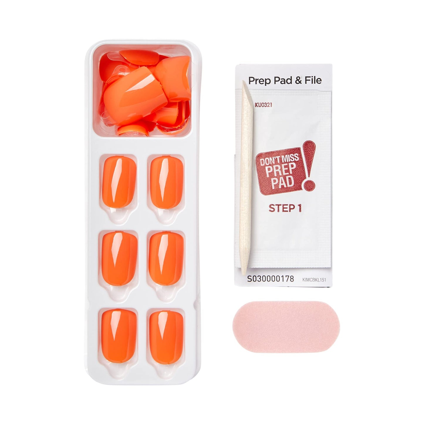 Impress Color Press On Nails, ‘'Sweet Mango', Solid Orange, Short Squoval, PureFit Technology, Patented Super Hold Adhesive, Chip Proof, Smudge Proof, Mini Nail File, Manicure Stick & 30 Fake Nails