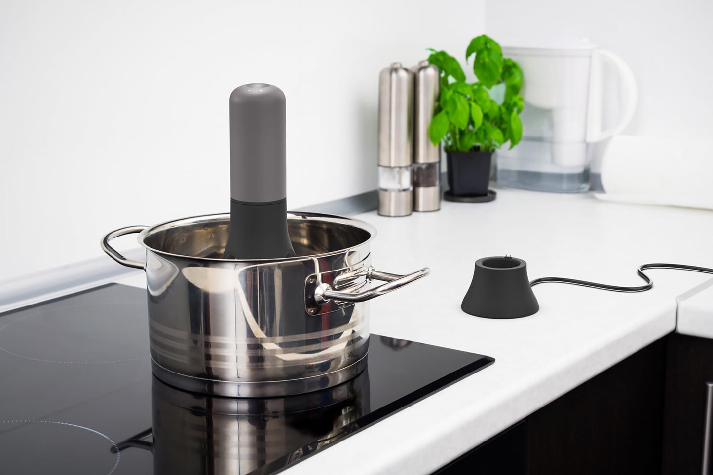 Uutensil Stirr+Timer Unique USB Rechargeable Automaitc Pan Stirrer with Timer - with Cable and Cradle - Teal