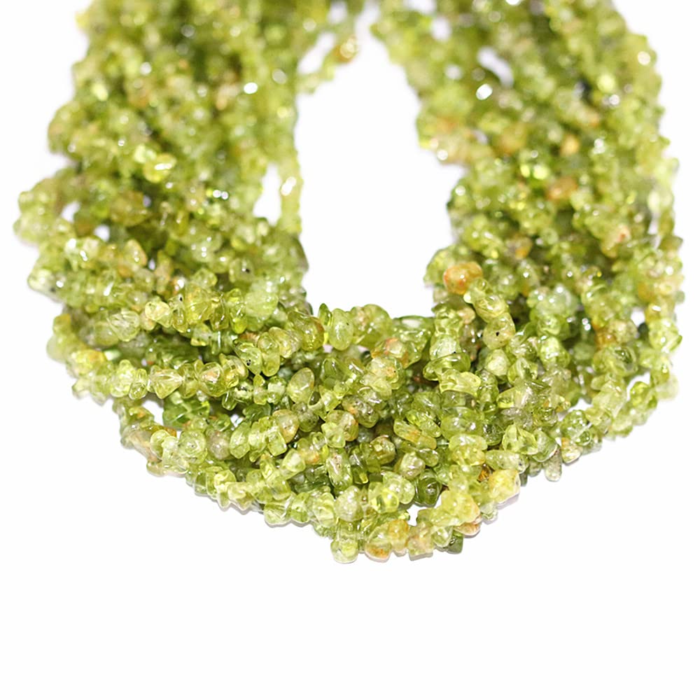 PLTbeads Gemstone Chips Natural Green Peridot Lazuli 3-5mm Healing Crystals Waist Bracelets Necklace Kit Irregular Stone DIY Crafts Design Jewelry Making Approxi 32 inch