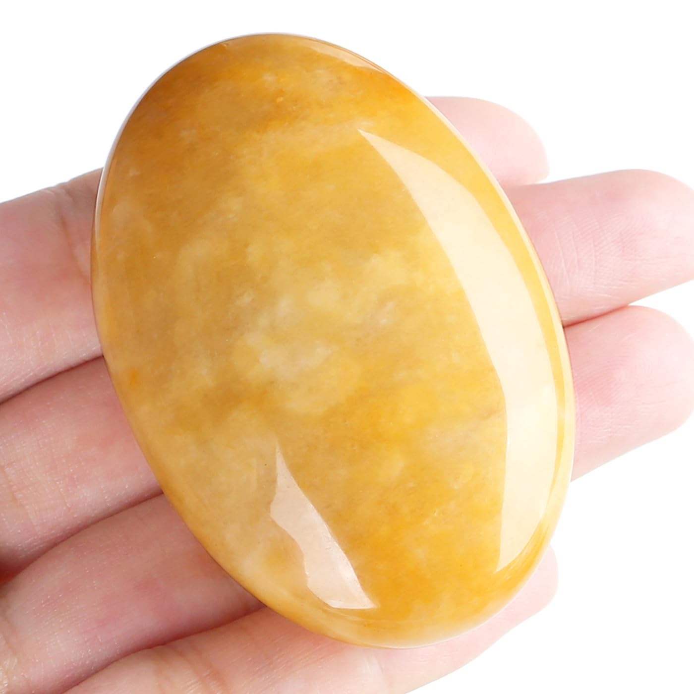 MAIBAOTA 2.4" Large Topaz Crystal Stone Polished Palm Stone Healing Crystals 0.7" Thick Natural Reiki Gemstone Worry Stone Energy Balancing Anxiety Stress Relief Meditation 1 Pc