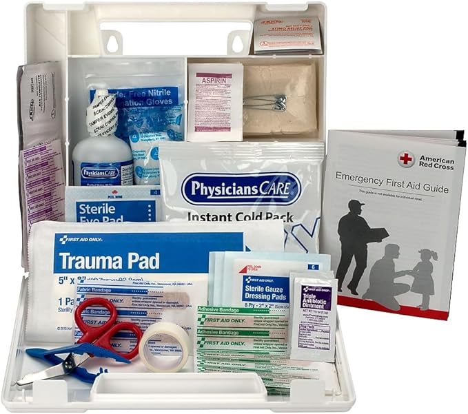 First Aid Only 223-U OSHA-Compliant First Aid Kit, All-Purpose 25-Person Emergency First Aid Kit for Business, Worksite, Home, and Vehicle, 106 Pieces