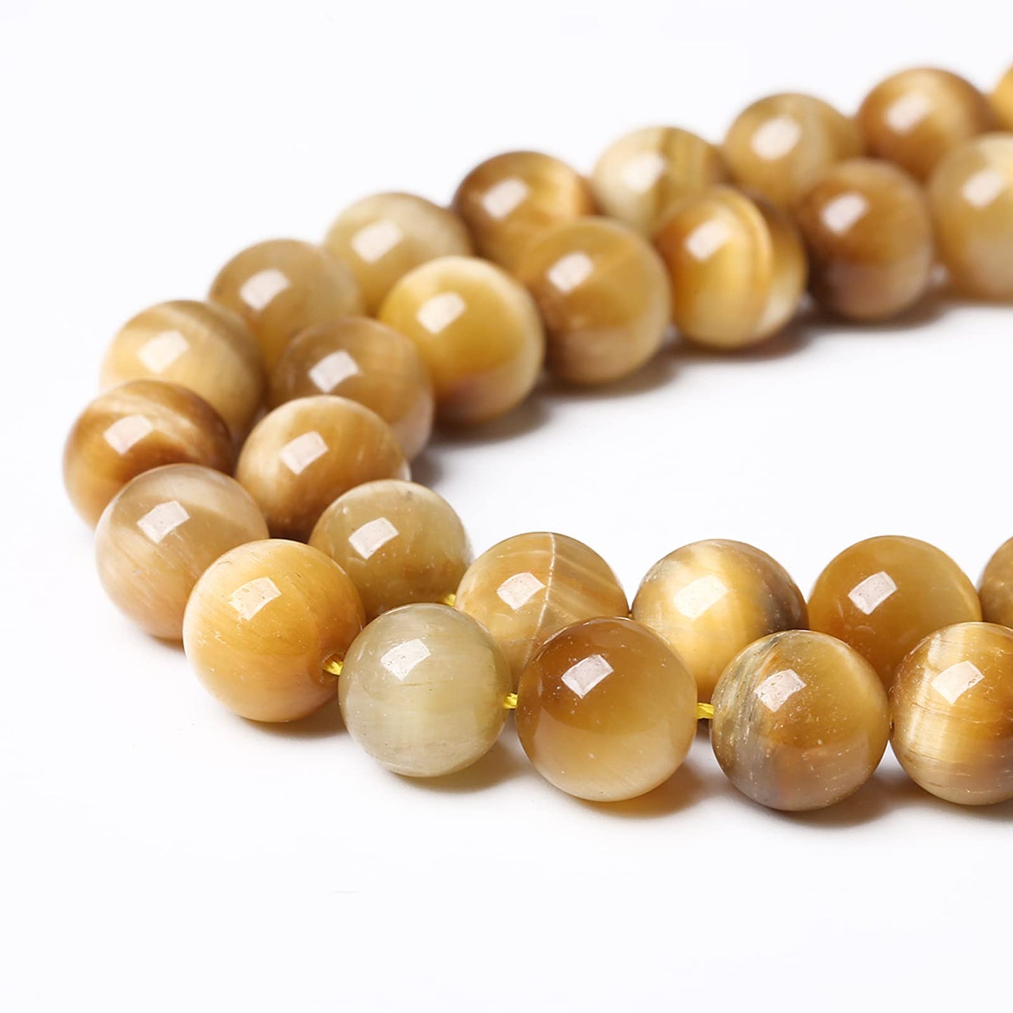 6mm 60pcs Natural Gemstone Gold Tiger Eye Beads Round Spacer Loose Beads for Jewelry Making DIY Bracelet Necklace 15" Inch