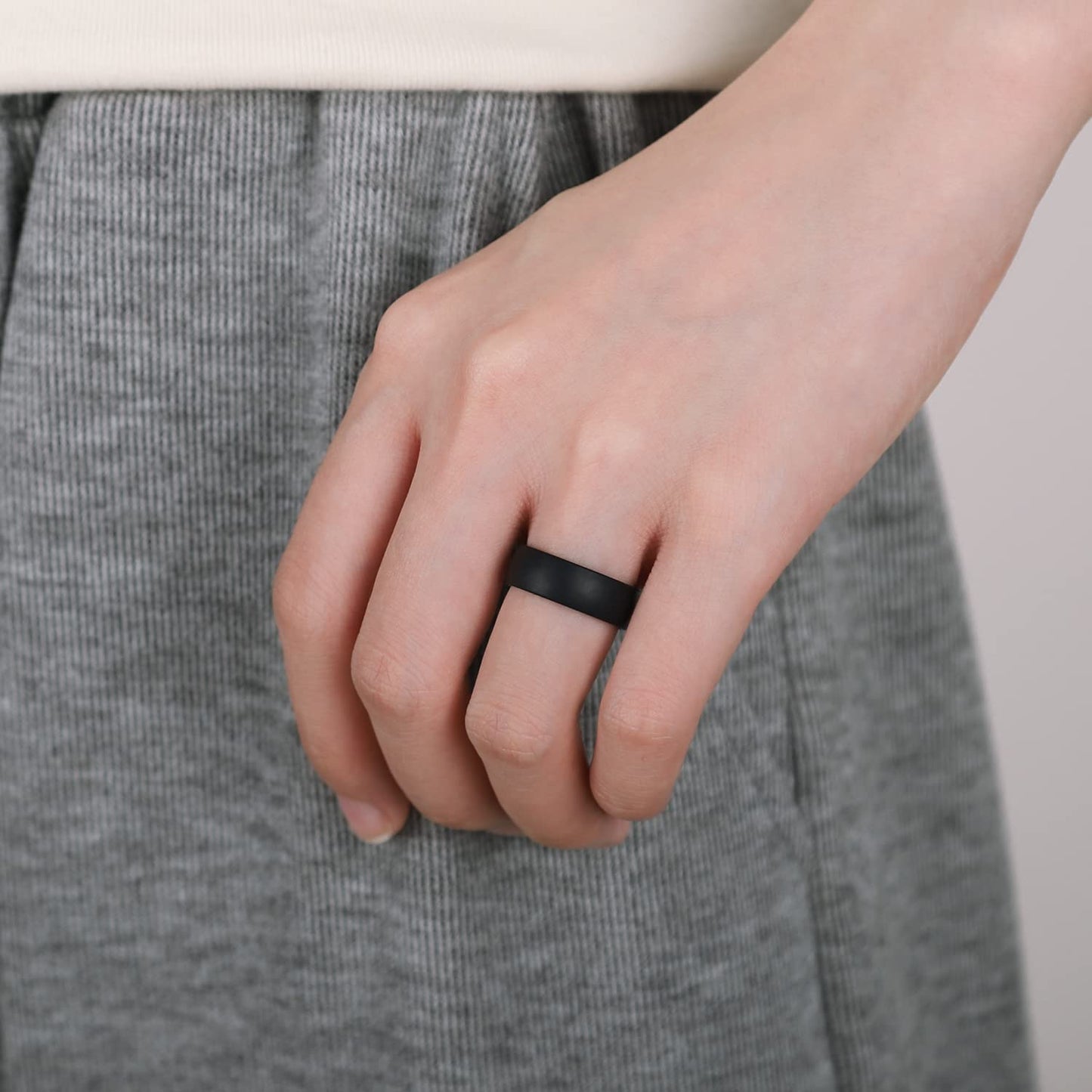 Egnaro Women's Engagement Rings, Silicone Inner Arc Ergonomic Breathable Design with half sizes, Rubber Wedding Band Rings，5.5mm Wide-2mm Thick