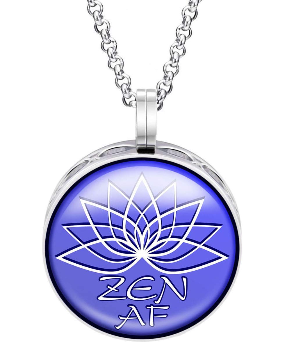 Wild Essentials Zen AF Enamel Finish Essential Oil Diffuser Necklace Gift Set - Includes Aromatherapy Pendant, 24" Stainless Steel Chain, 8 Color Refill Pads