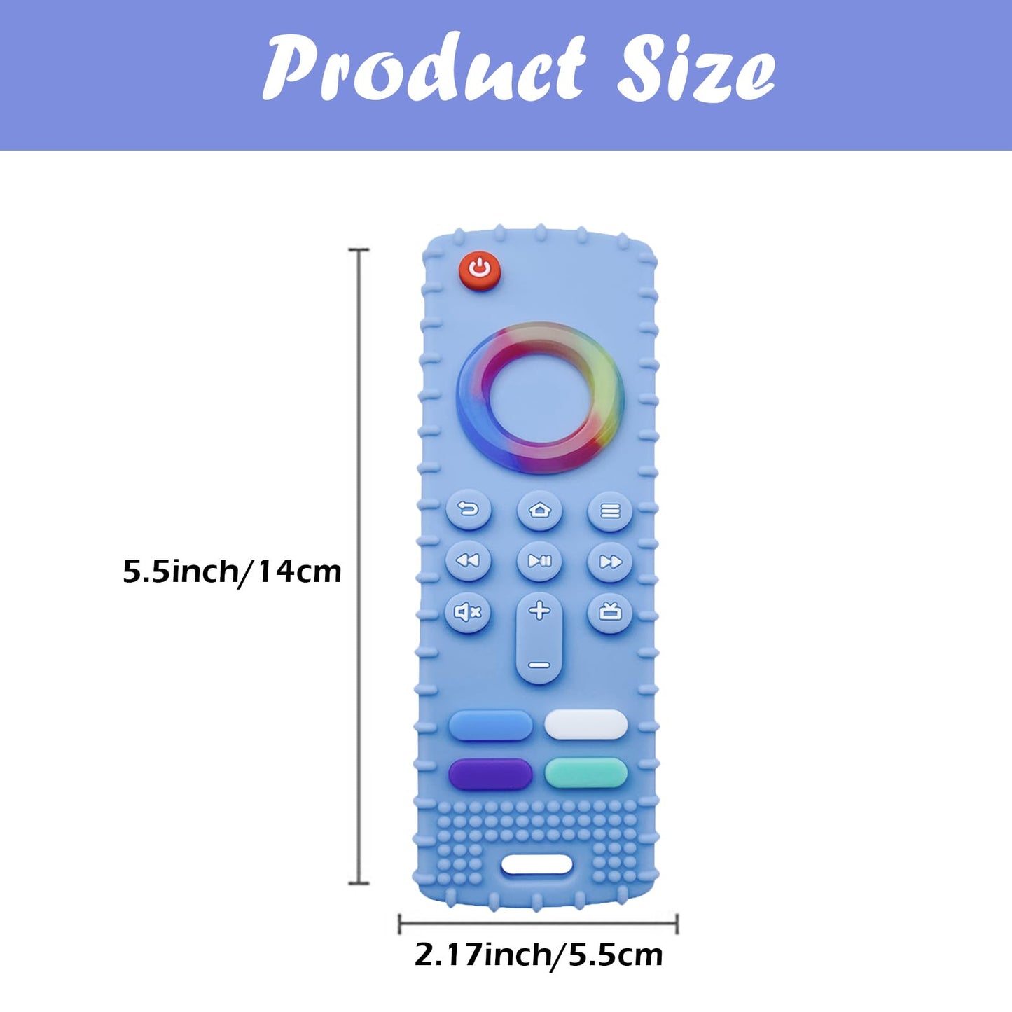 ERSIHUA 2-Pack Baby Teething Toys-TV Remote Control Shape Silicone Infants Teething Toys for Babies 0-18 Months,BPA-Free (Black+Blue)