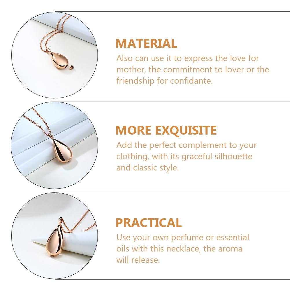 Abaodam Perfume Necklace for Women Aromatherapy Diffuser Pendant Urn Necklace for Ashes Teardrop-Shaped Memorial Jewelry with Chain Essential Oil Scent Keeper
