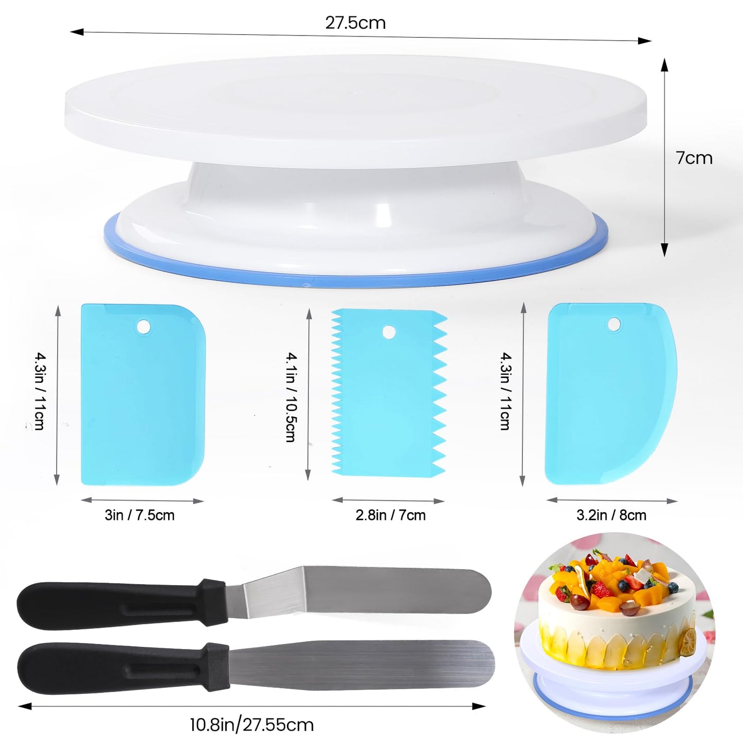 Uten 60PCs Cake Decorating Supplies Kit, Cake Decorating Stand Set with 11'' Cake Turntable, 48 Numbered Icing Piping Tips, 2 Spatulas, 3 Icing Comb Scraper, 1 Scissor, 1 Piping Bags, Baking Tools