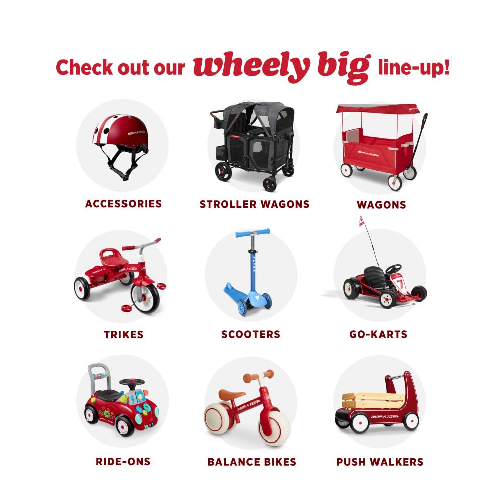 Radio Flyer 4-in-1 Pedal & Push Stroll 'N Trike, Ages 1-5, Toddler Tricycle & Stroller, High-Density Foam Tires, Parent Push Handle, UV Canopy, Removable Tray, Headrest & Seatbelt, Stroller Tricycle
