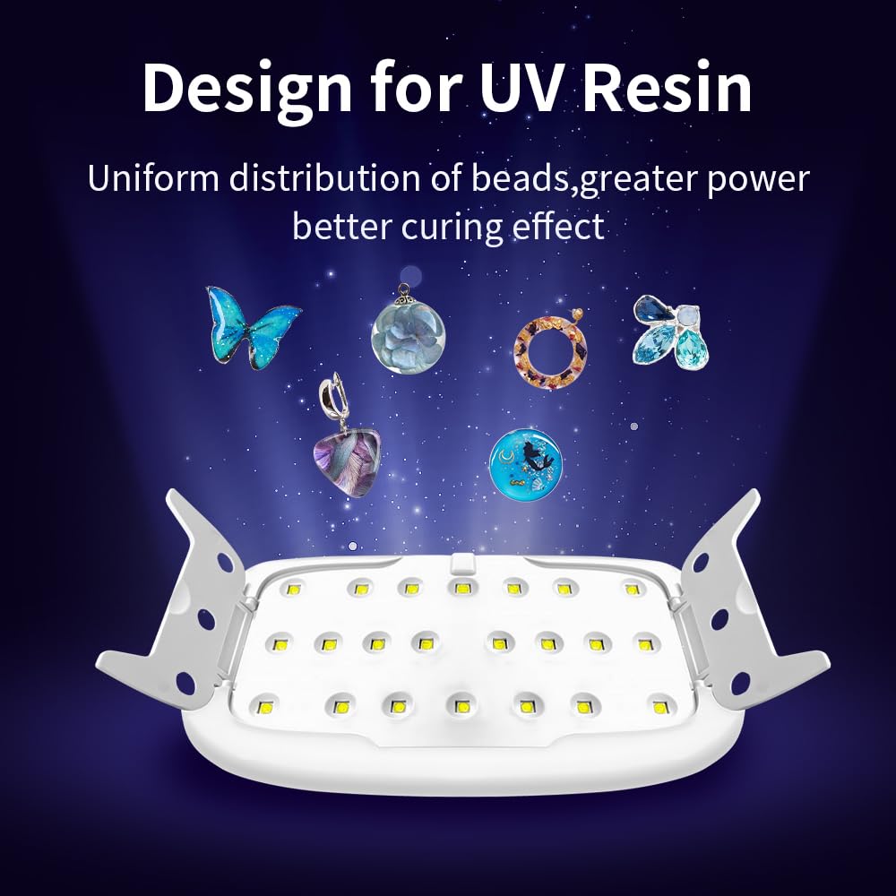 OSBANG 2 Pack UV Light for Resin, Large Size Foldable UV Resin Lamp and Mini Portable Light, Fast Curing and Light Weight UV Lamp, Resin Kits for Jewelry Making, DIY Craft