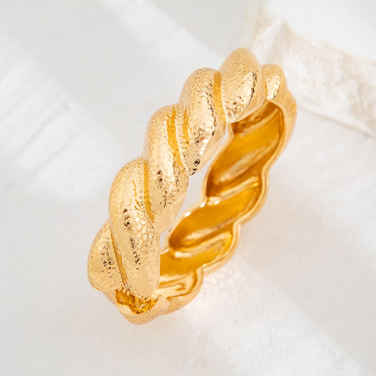 ALEXTINA 3Pcs Chunky Bangle Bracelets for Women, Wide Polished Bracelets Set Big Minimalist Statement Bracelet Open Cuff Bracelets
