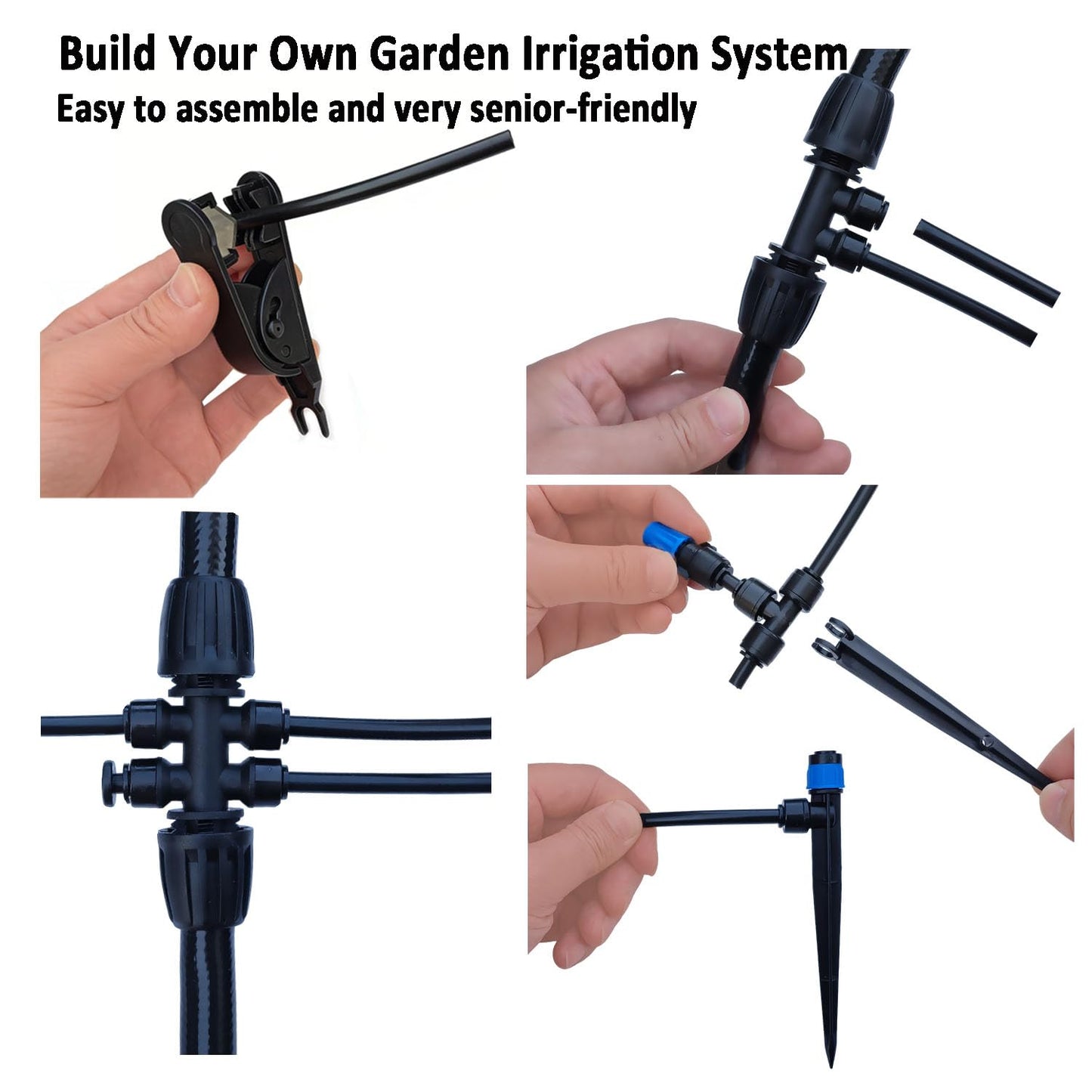 Drip Irrigation System with Water Timer for Garden,Main ID 1/2inch 32Ft and 1/4inch 136Ft Water Hose, 2-Zone Watering System Sufficient Water Pressure, Irrigation Dripper Waterflow Evenly Easy DIY