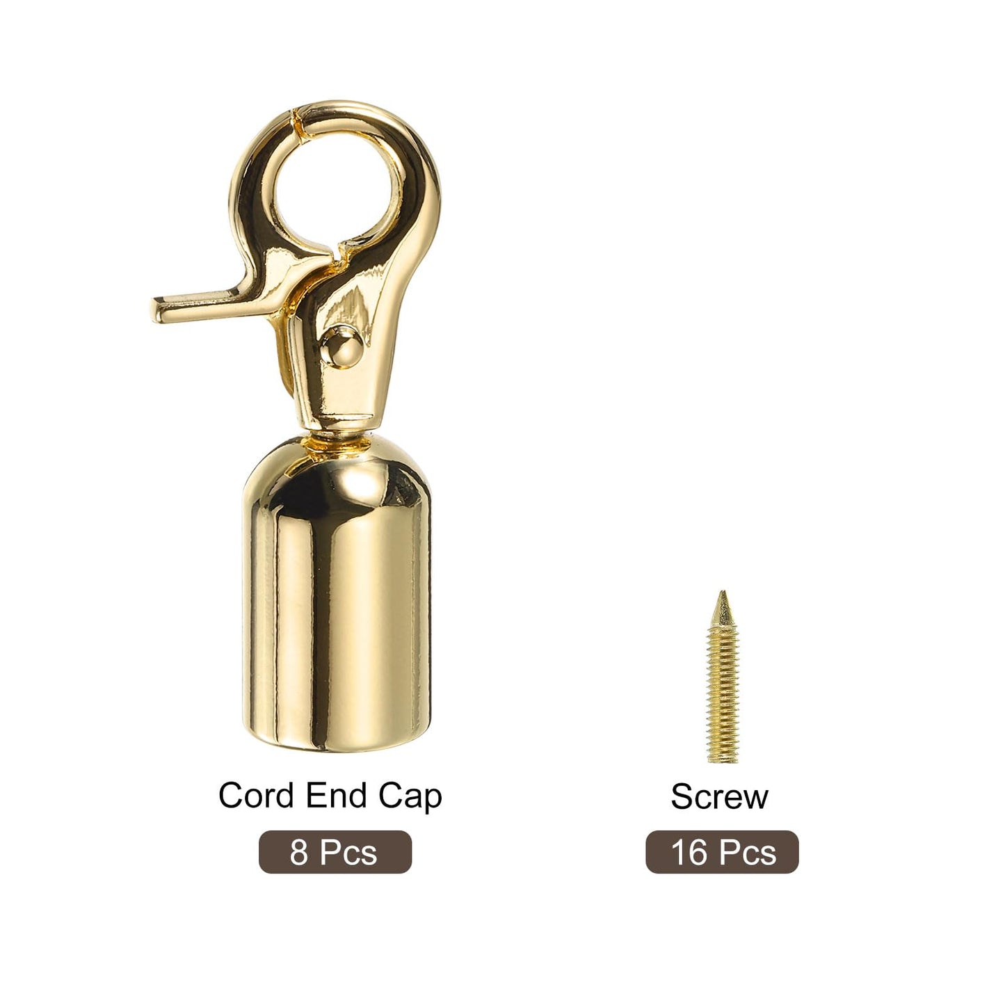 uxcell Cord End Cap, 13mm(0.51") Barrel End Cap Terminators Cord Finding for Tassel Bag Strap DIY Making, 8Pcs Gold(53x25mm)