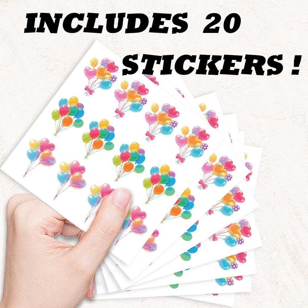 Hobbspring 240Pcs Balloon Stickers Self-Adhesive Paper Decorative Stickers Waterproof Love Balloons Planner Decals for Party Gift Scrapbook Calendar Journals Crafting Decor