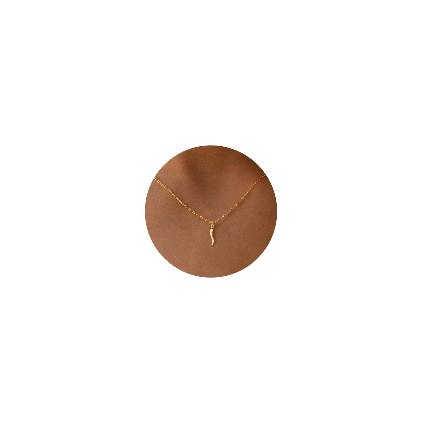 BSGRL Gold Necklace for Women-14K Gold Plated Chilli Italian Horn Dainty Gold Necklace 16.5”+2” ext