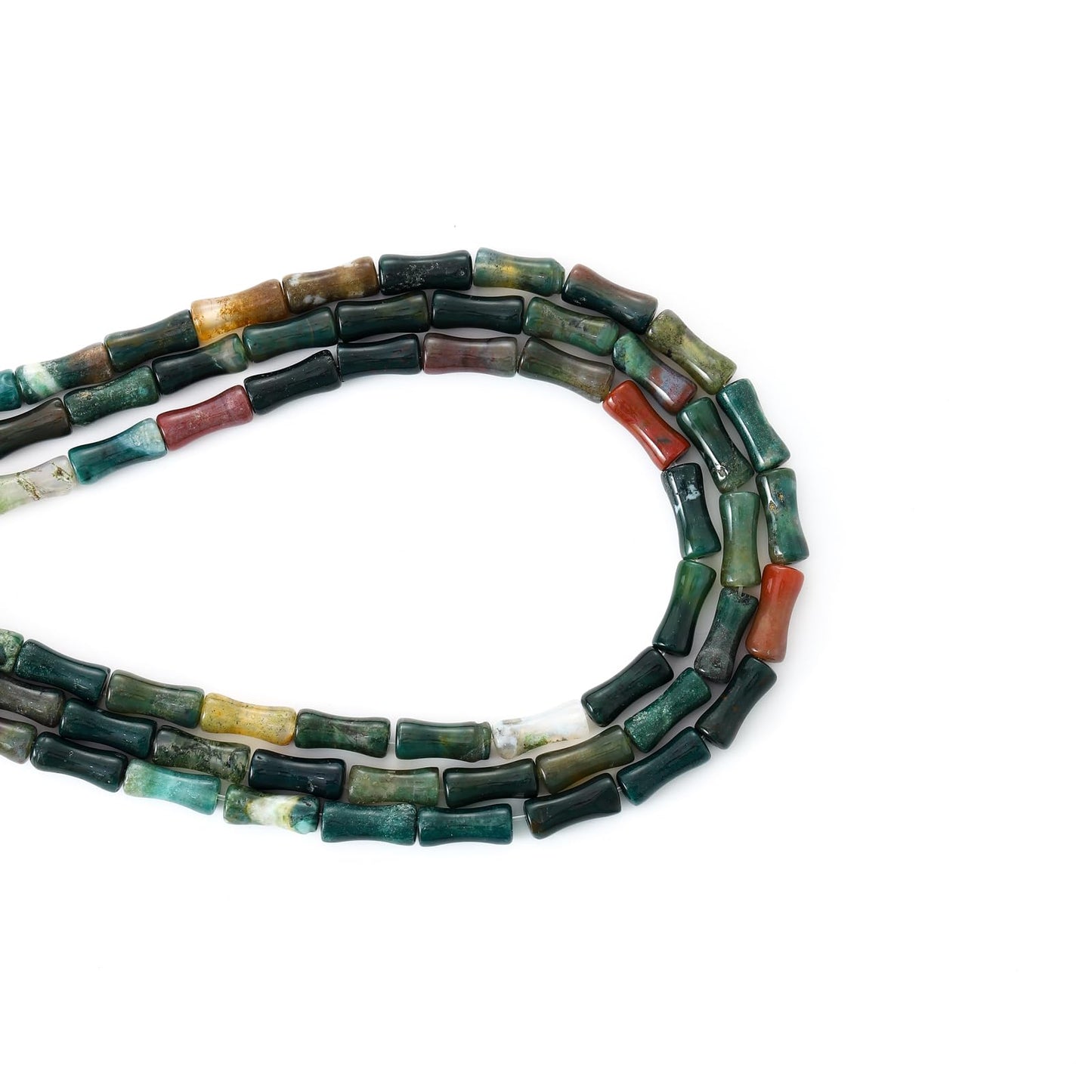 5x12mm Natural Indian Agate Stone Bamboo Shape Gem Healing Energy Loose Spacer Beads for DIY Necklace Bracelet Earring